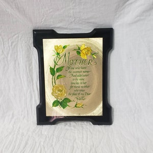 Vintage Mother Quote Yellow Roses Shimmer Wooden Plaque Wall Hanging 1983 Mother Decor