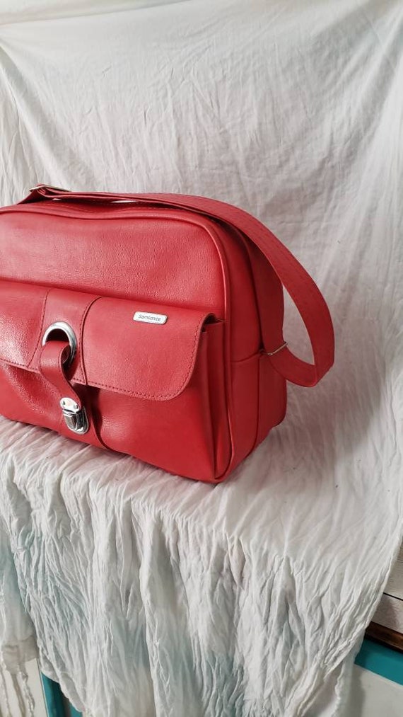 Retro Samsonite Silhouette Red Overnight Bag Vint… - image 2