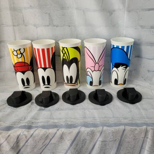 Vintage Retro Disney Character Tupperware 16oz Tumbler Cups With Lids Set of 5