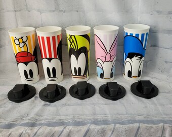 Vintage Retro Disney Character Tupperware 16oz Tumbler Cups With