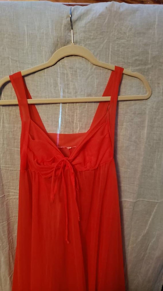 Vintage Nightgown Robe Set Scarlet Red Lingerie N… - image 3