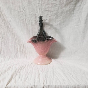 Vintage Hull Art Pottery Vase Pink Grey Speckled USA