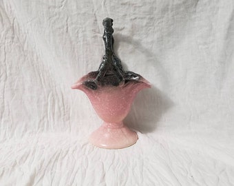 Vintage Hull Art Pottery Vase Pink Grey Speckled USA