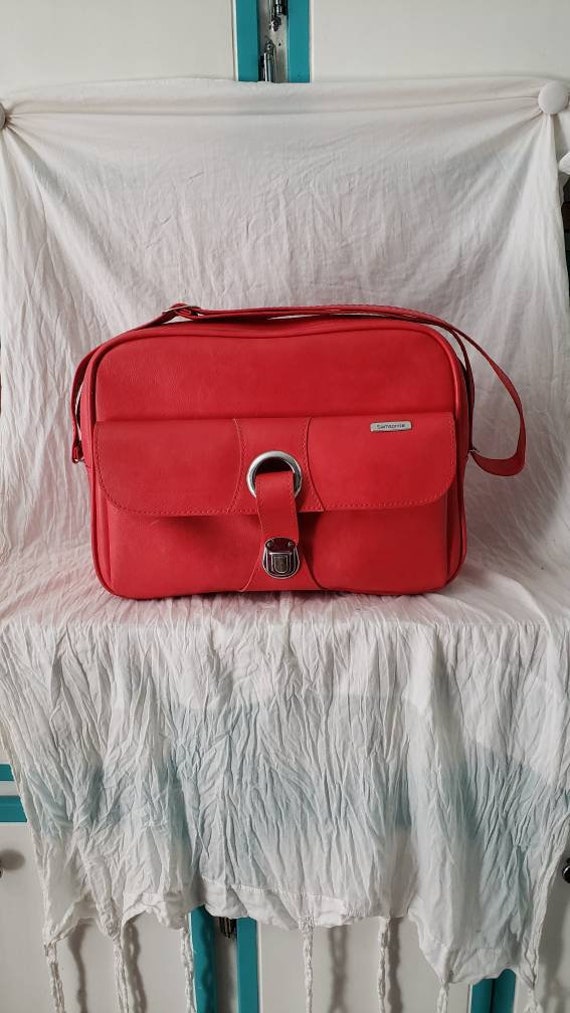 Retro Samsonite Silhouette Red Overnight Bag Vint… - image 1