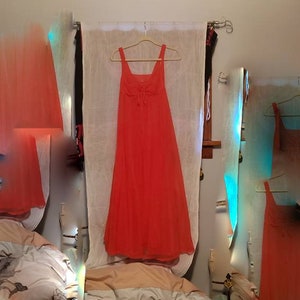 Vintage Nightgown Robe Set Scarlet Red Lingerie Negligee 2 Piece Set Vintage