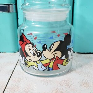 Collectable Mickey Mouse and Minnie Mouse Glass Canister from Disney