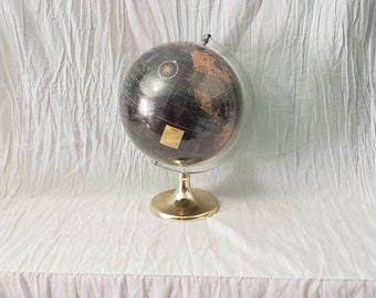 Vintage World Map Globe Black Globe Ornament Study Office Travel Decor