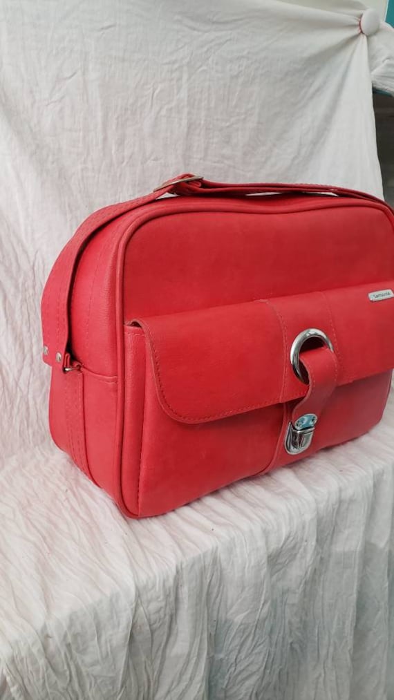 Retro Samsonite Silhouette Red Overnight Bag Vint… - image 3