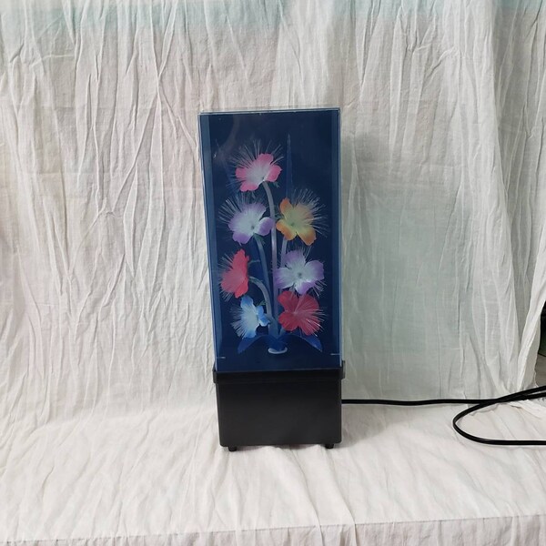Vintage 1980s Fiber Optic Music Box Flower Lamp Color Changing Light Floral Light