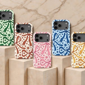 Coquette Bow Star Design MagSafe Phone Case for iPhone 17 16e 15 14 Plus 13 12 11 Pro Max, Samsung S25 FE S26 Ultra, Google Pixel 10 9 Pro