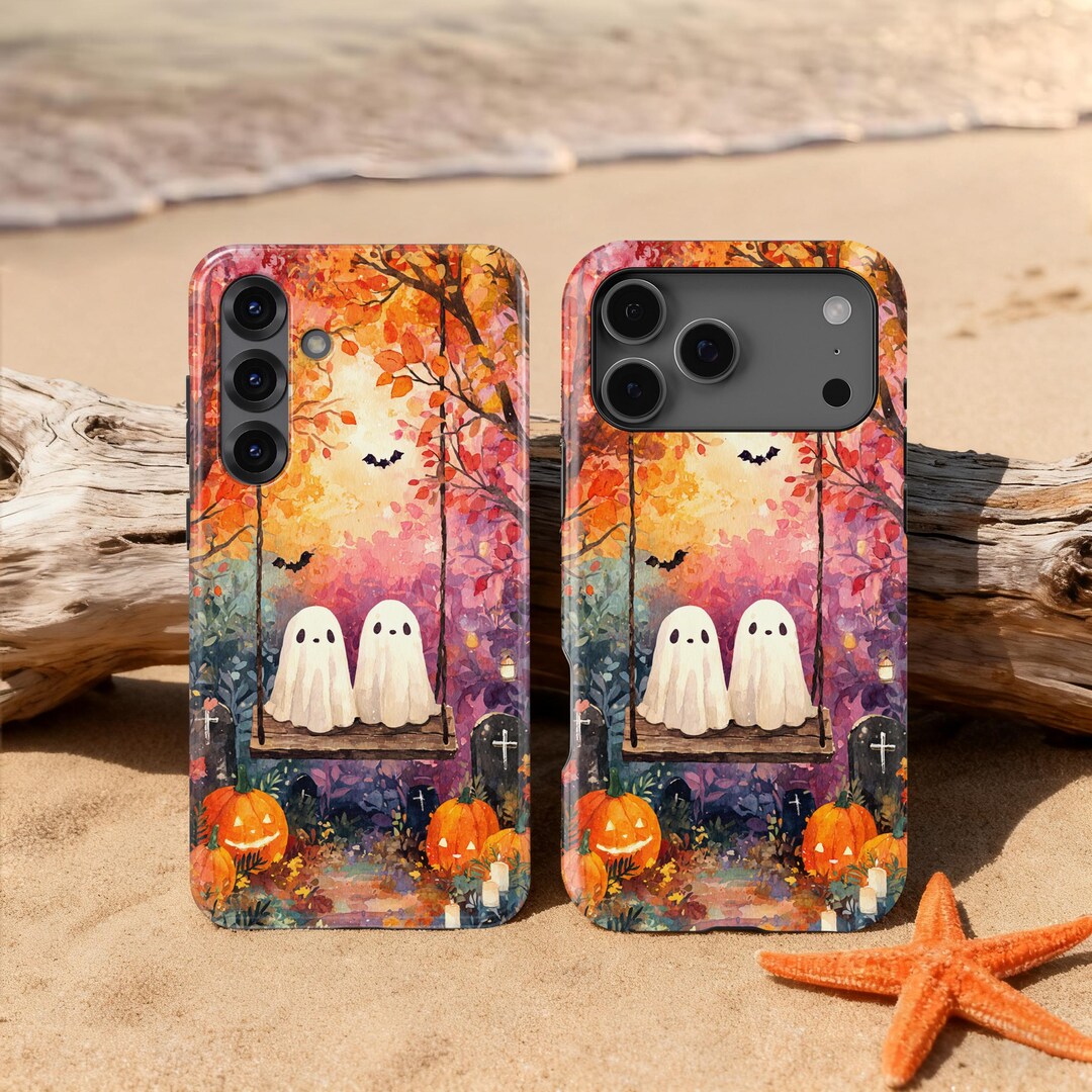 Ghosts on Swing Halloween Design Phone Case for iPhone 17 16 15 14 13 ...