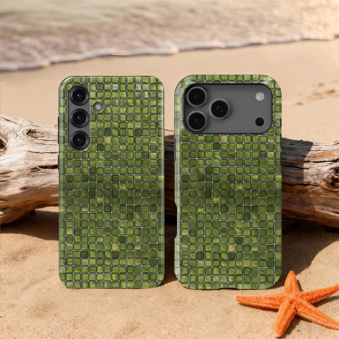 Green Mosaic Tile Pattern Design Phone Case for iPhone 17 16 15 14 13 ...