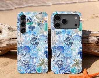 Under the Sea Ocean Life Collage Design Phone Case for iPhone 17 16 15 14 13 12 11 Pro, Samsung S25 Ultra, Google Pixel 10 8 Pro, Best Gift
