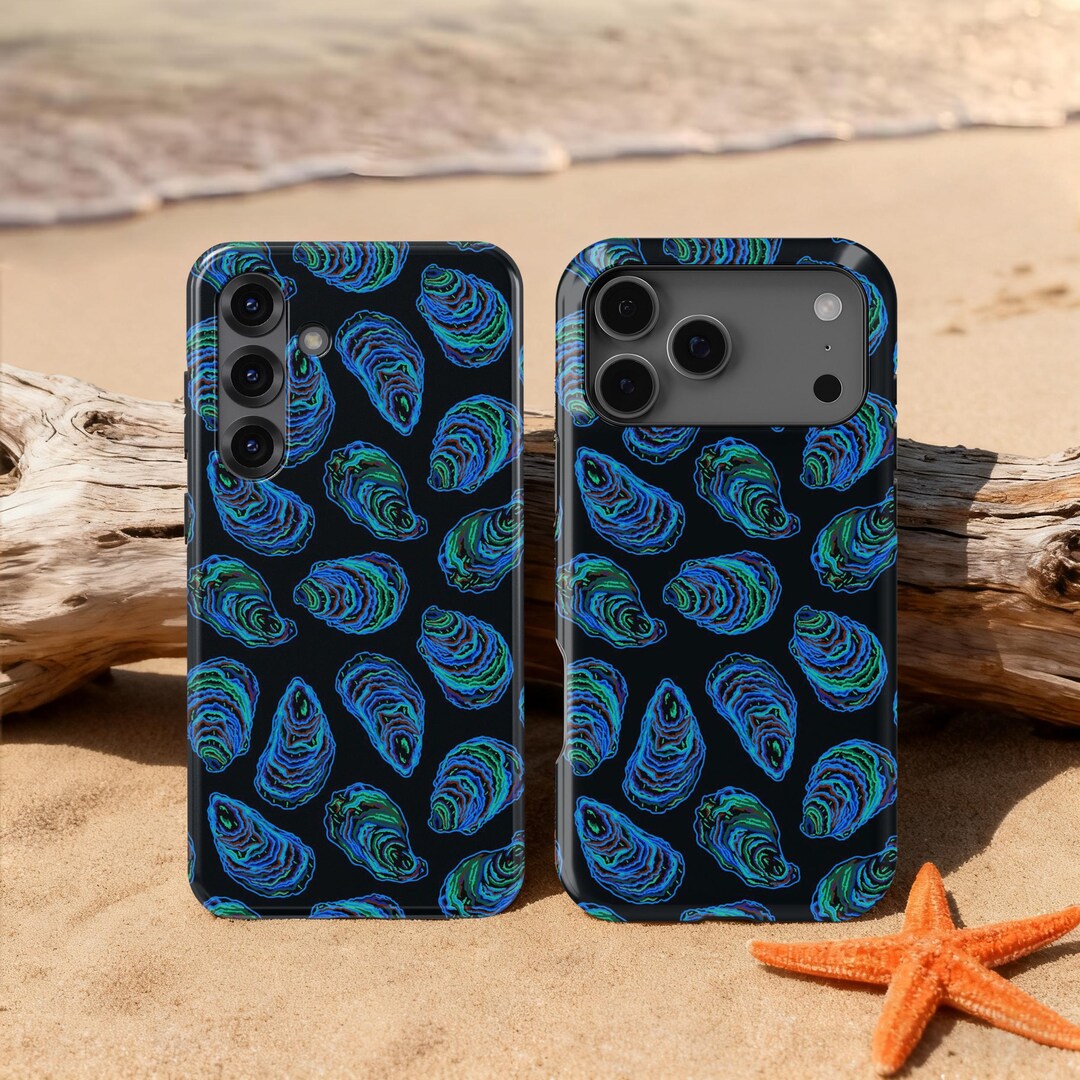 Phone Outer Shell Blue Green Oyster Shells Design Phone Case for iPhone 17 16 15 14 13 ...