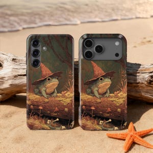 Witch Hat Frog Design Phone Case for iPhone 17 16e 15 14 13 12 Mini 11 Pro Max, Samsung S23 S24 S25 FE S26 Ultra, Google Pixel 10 9 8 Pro