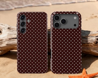 Classic Brown Polka Dot Design Phone Case for iPhone 17 16 15 14 13 12 Mini 11 Pro Max, Samsung S23 S24 S25, Google Pixel 9 8 Pro, Best Gift