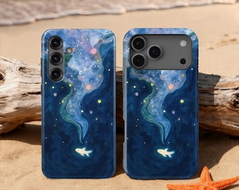 Vintage Starry Sea Fish Phone Case for iPhone 17 16 15 14 13 12 11 Pro Max, Samsung Galaxy S25 S24 S23 S22 Ultra, Google Pixel 10 9 8 7 Pro