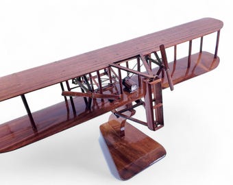 Handcrafted 1903 Wright Flyer Mahogany Wood Airplane Replica