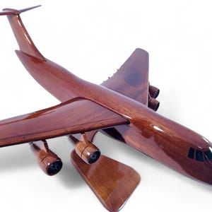 Handcrafted C-5 Galaxy Wood Replica Airplane - All-Wood Display Unit for Pilots and Aviation Enthusiasts!