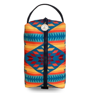 Sunrise Print Dopp Kit Toiletry Travel Bag With Water Repellent Lining. Washable Fabric. Handmade in San Francisco Desert Diamond