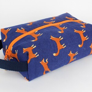 Fox Print Dopp Kit Toiletry Travel Bag With Water Repellent Lining. Washable Fabric. Handmade in California image 2