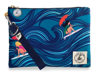 Maxm Women Sea Waves Surf Beach Print Wallet Exquisite Clasp Coin Purse Girls Clutch Handbag 
