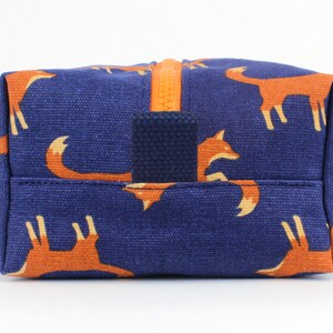 Fox Print Dopp Kit Toiletry Travel Bag With Water Repellent Lining. Washable Fabric. Handmade in California image 3