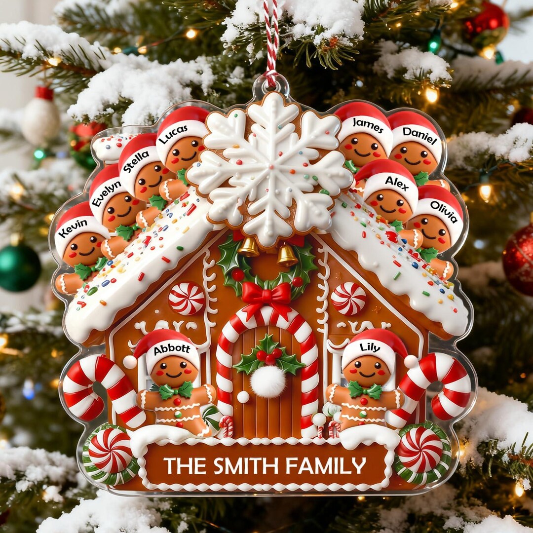 Personalized Gingerbread Family Christmas Ornament With Pets - Etsy