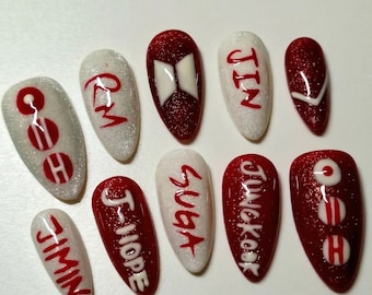 Korean Inspired Press-on Nails, Custom K-pop Almond False Nails