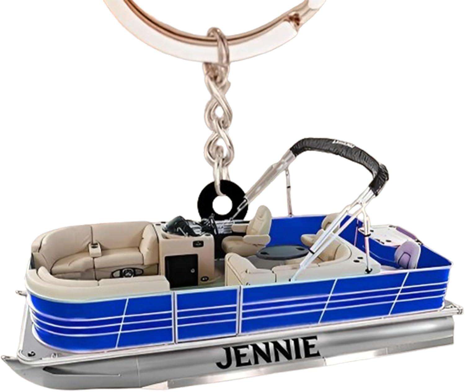 Pontoon Key Chain Personalized Pontoon Boat Keychain, Custom 2D Acrylic Lake Life Tag ...