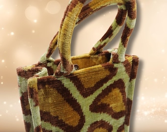 Silk Velvet ikat medium sized Tote: Handmade Uzbek daily used bag