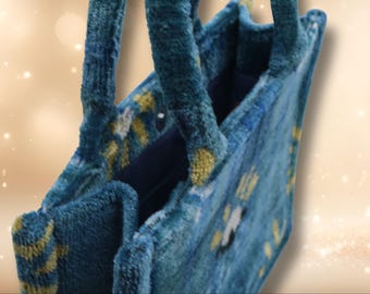 Silk Velvet ikat medium sized Tote: Handmade Uzbek daily used bag