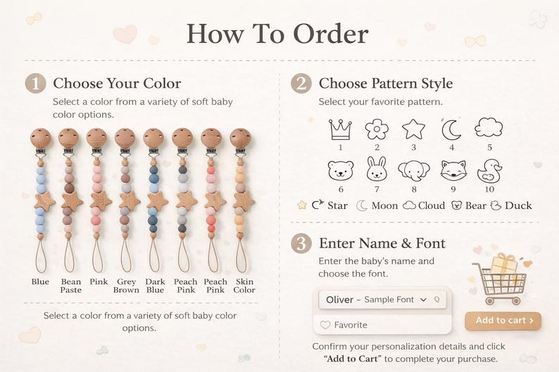 Personalized Pacifier Clip With Flower, Custom Dummy Holder, Dummy Clip — free download