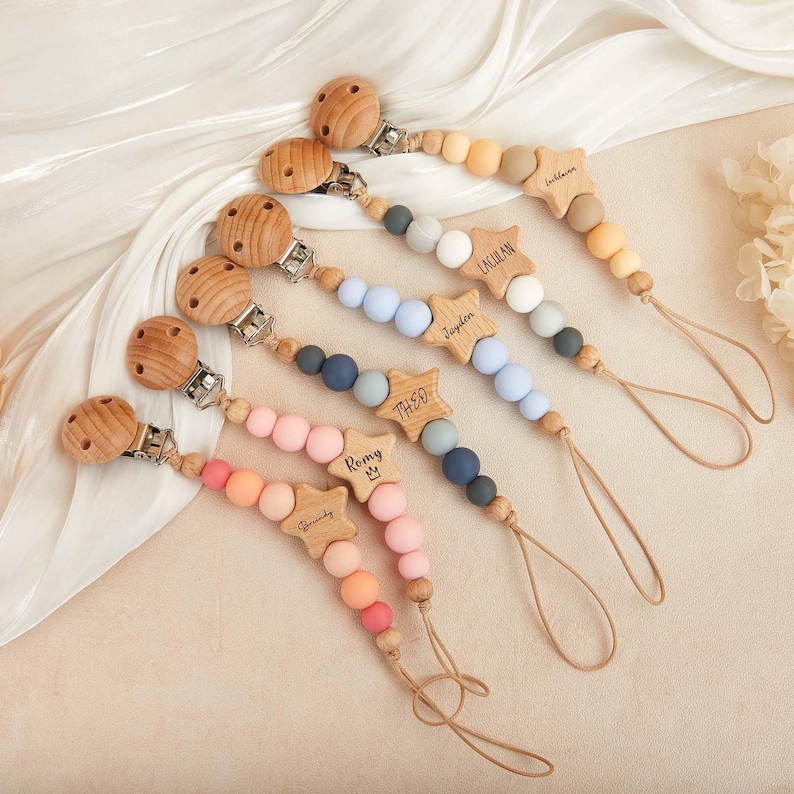 Personalized Pacifier Clip With Flower, Custom Dummy Holder, Dummy Clip — free download