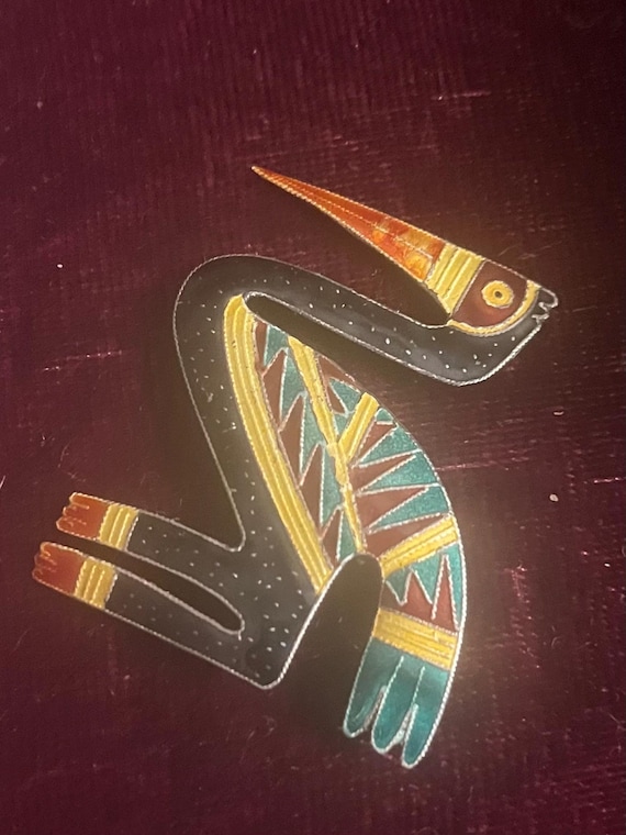 Sterling enamel pin indigenous bird pin