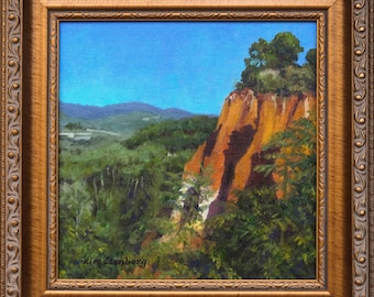 On Sale Roussillon Provence Ochre Cliffs France Original Oil Painting Rich Painterly Landscape Art Framed Handmade By Kim Stenberg