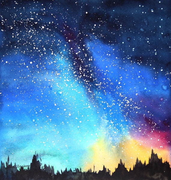 Milky Way Constellations Starry Night Sky Nocturne Original Etsy