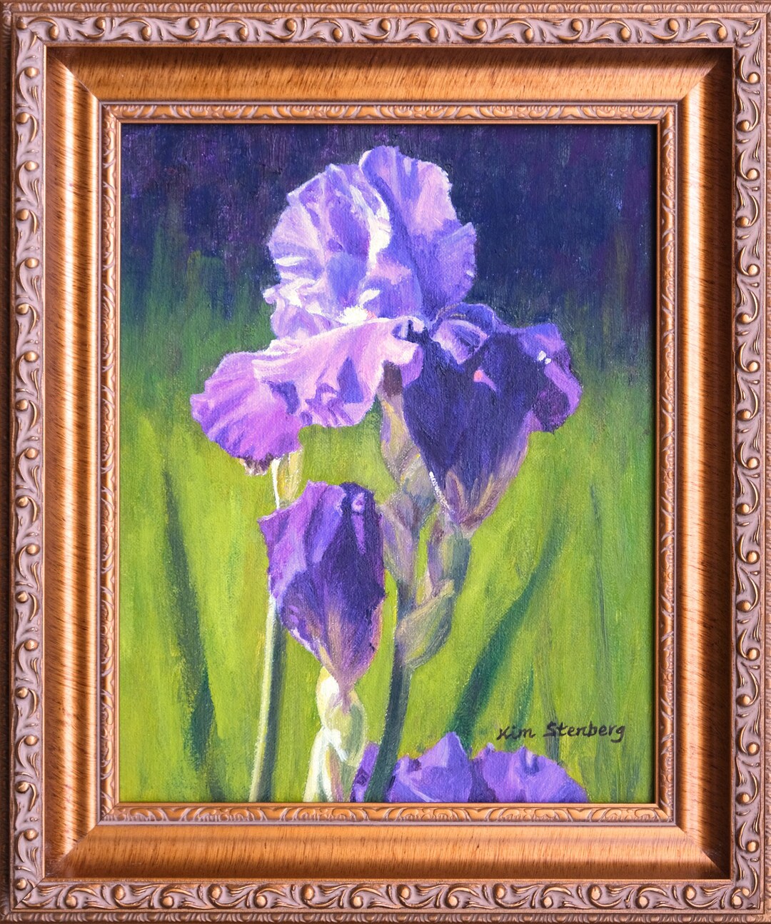 Purple Bearded Iris Spring Garden Original Oil Painting Painterly ...