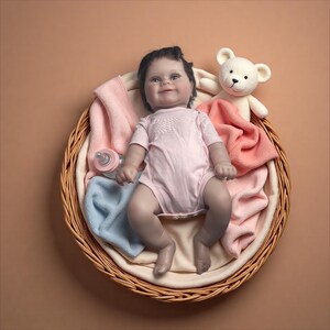 Poupée bébé Reborn cheveux bruns 43cm, Adorable poupée douce, jouets de Poupée bébé Reborn cheveux bruns 43cm, Adorable poupée douce, jouets de