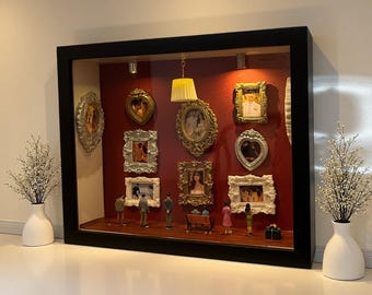Museum Style Memory Frame Shadow Box, Mini Photo Gallery Frame, Couple Memory Display, Romantic Gift for Anniversary Wedding Valentine Decor