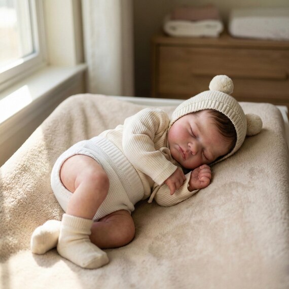 Full Silicone Reborn Baby Doll, Sleeping 22in | Choose Boy or Girl Outfit | Pacifier + Bottle