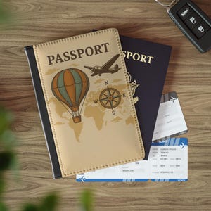 Custodia per passaporto vintage con mappamondo, regalo da viaggio, accessorio per viaggiatori, personalizza i tuoi viaggi, pronta per l'avventura