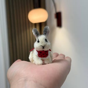 Mini Bunny Figurine, Handmade Pipe Cleaner Rabbit, Cute Animal Desk Ornament, Small Kawaii Bunny Sculpture, Gift for Rabbit Lovers