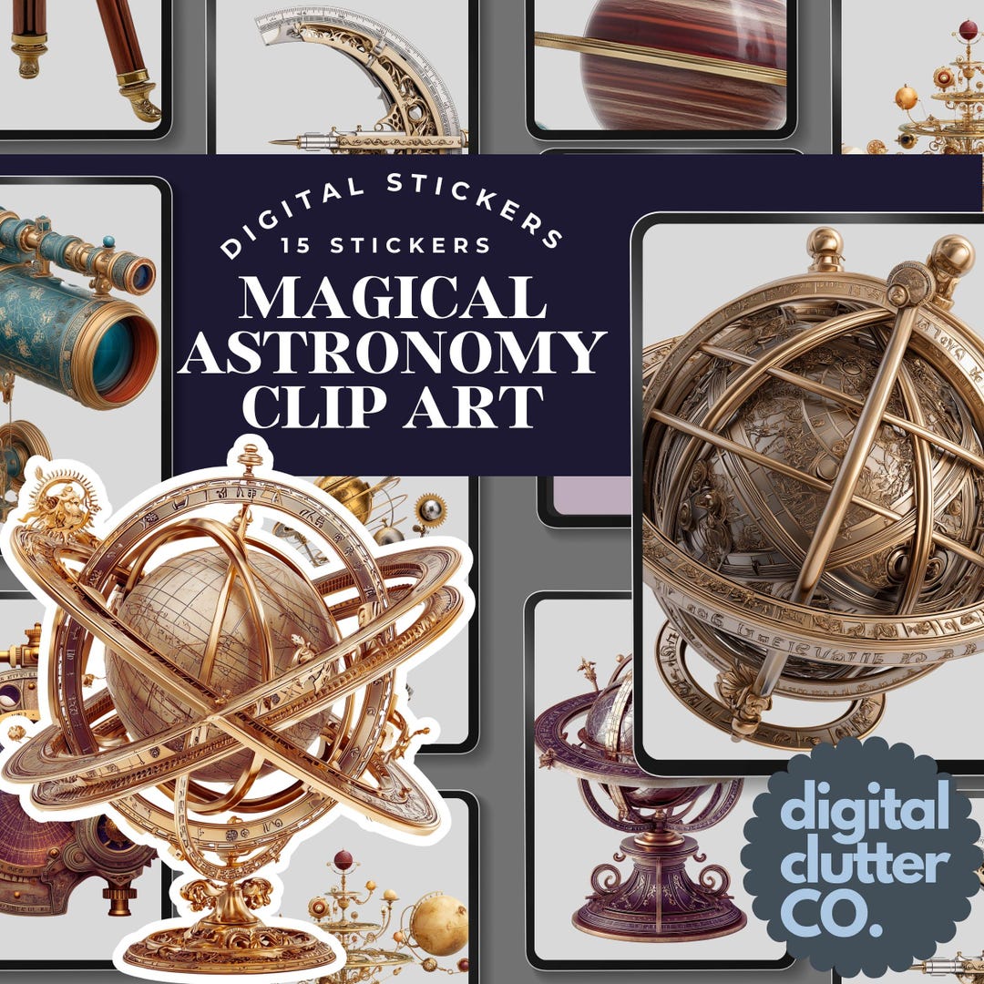 Magical Astronomy Clip Art | Vintage Celestial Instruments, Observatory ...