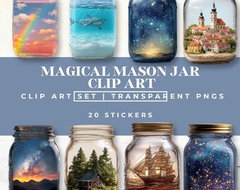 Magical Mason Jar Clip Art | Enchanted World Transparent PNG Stickers