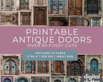 Antique Doors Ephemera: Printable Collage Art, Junk Journal (Digital Download)