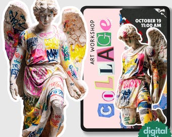 Graffiti Statue Stickers: Urban Street Art PNGs (Digital Download)