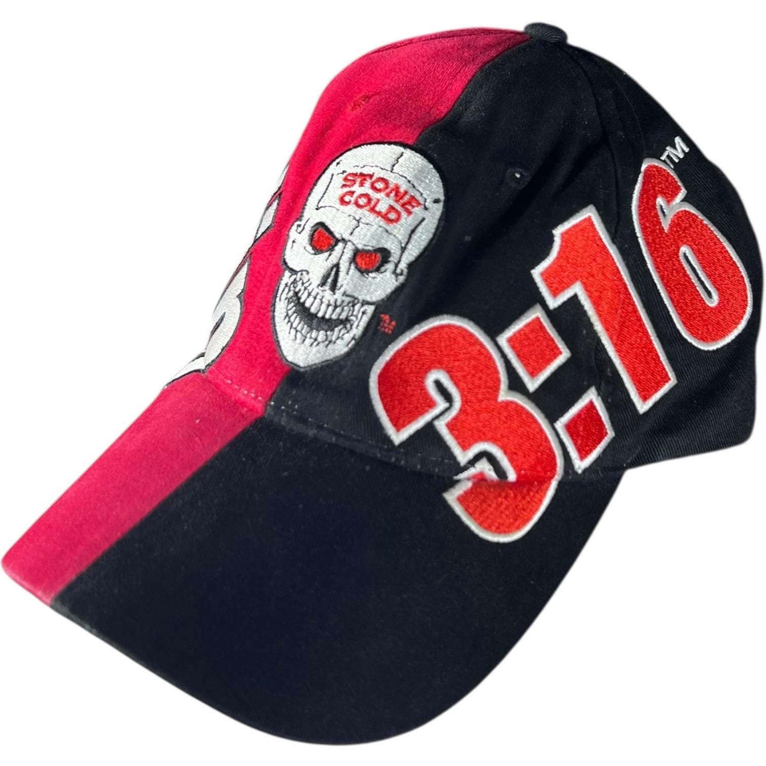 Vintage WWF Stone Cold Steve Austin 3:16 Skull Hat – Red Black
