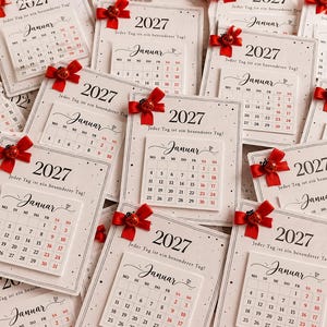 Mini Kalender 2027, Tischkalender, Weihnachtsgeschenk, Glücksbringer, Marienkäfer, Geschenkidee, Silvester, Weihnachten, Kollegen, Familie, Bestseller