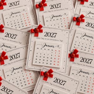 Mini Kalender 2027, Tischkalender, Weihnachtsgeschenk, Glücksbringer, Marienkäfer, Geschenkidee, Silvester, Weihnachten, Kollegen, Familie, Bestseller
